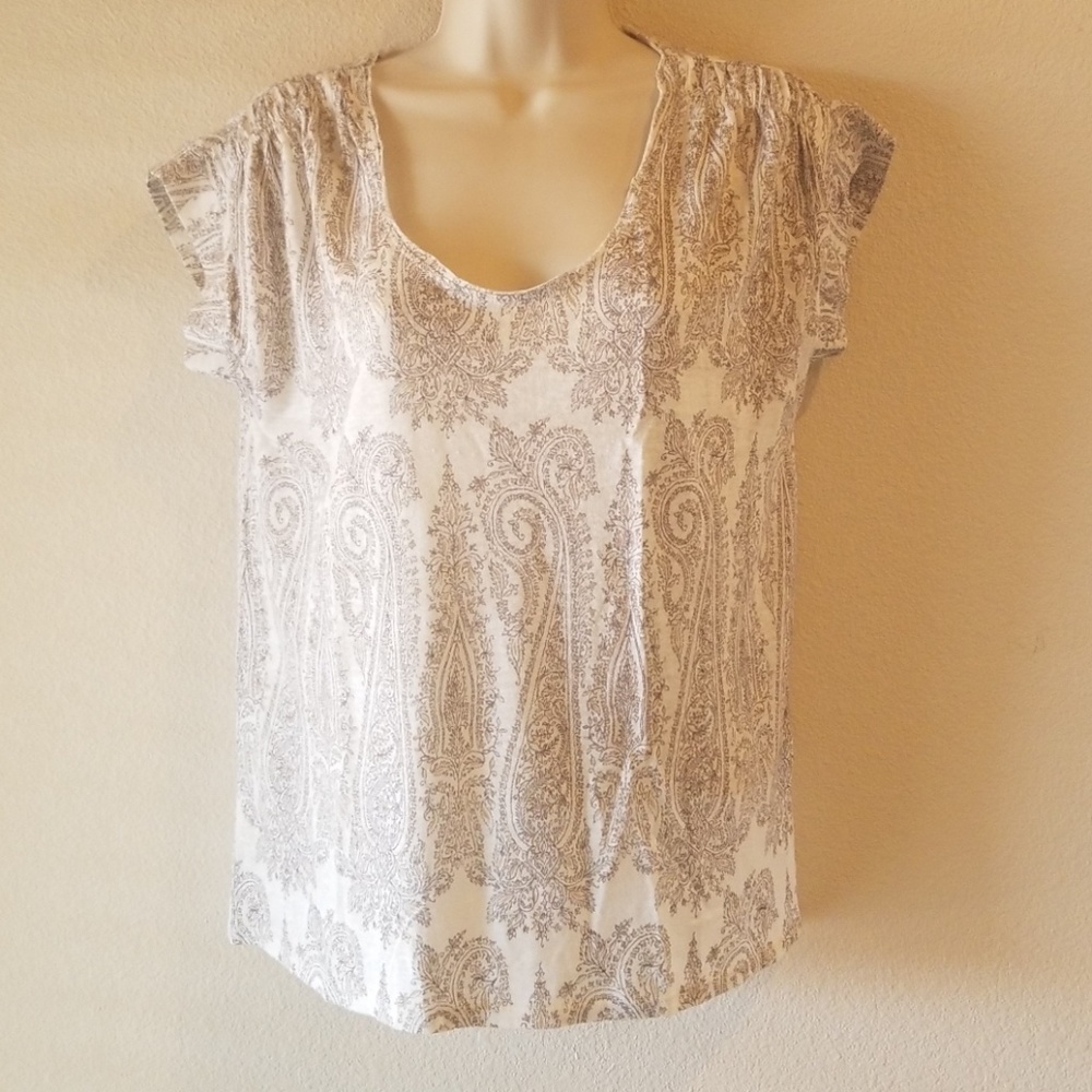❣Lucky Brand Ivory Gray Paisley Blouse NWT❣